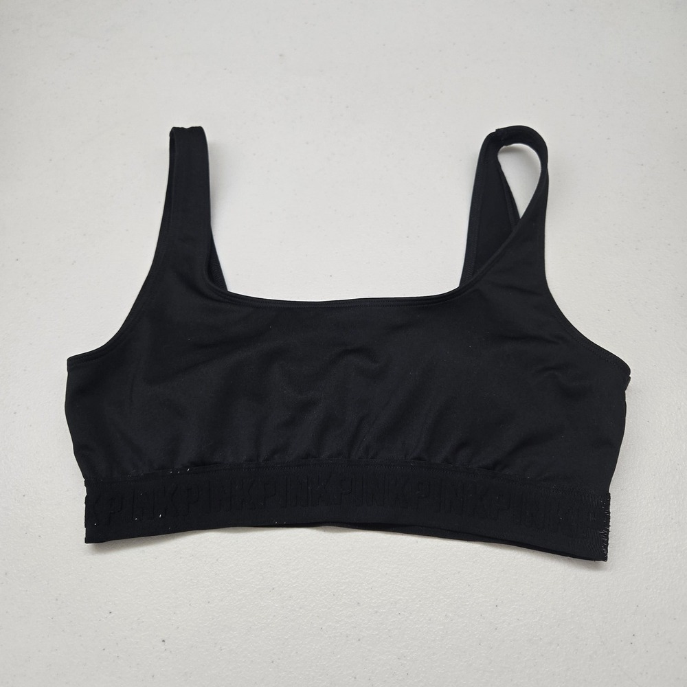 PINK Women Sports Bra Medium Black Ultimate Lightly Lined Wireless‎